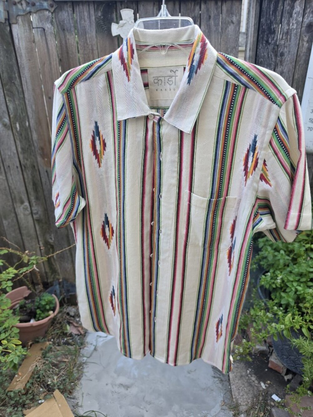 Kardo Serape Aztec Stripe Shirt New M